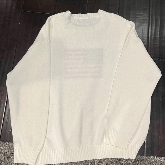 HARPER AND IVY- Nautical White Crewneck Sweater with American Flag size XL - Picture 5 of 7